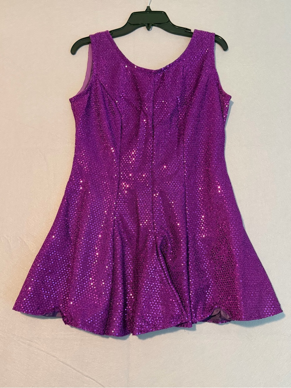 Custom Purple Sequin Dance Costume Dress Figure Skating Baton Twirling Small
